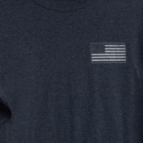 Palmetto Moon Navy Blue T-Shirt With American Flag Graphic Short Sleeve Crew Nec - Picture 3 of 8